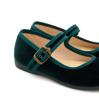 Merceditas Niña Terciopelo Verde