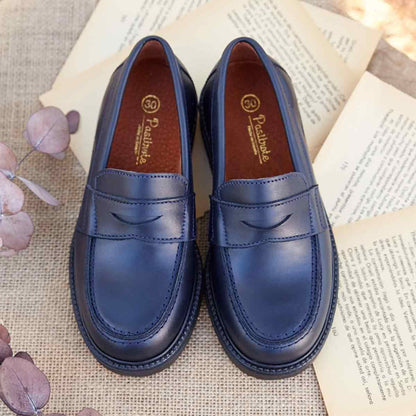Mocasines Colegiales Piel Marino
