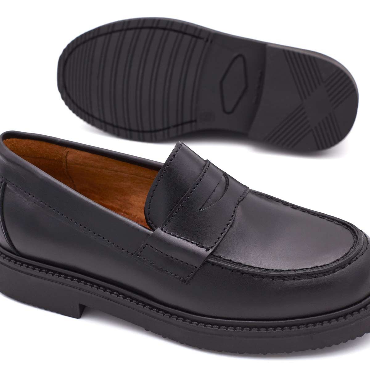 Mocasines Colegiales Piel Negro