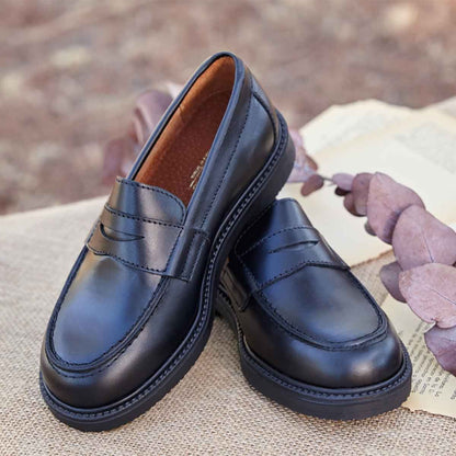 Mocasines Colegiales Piel Negro