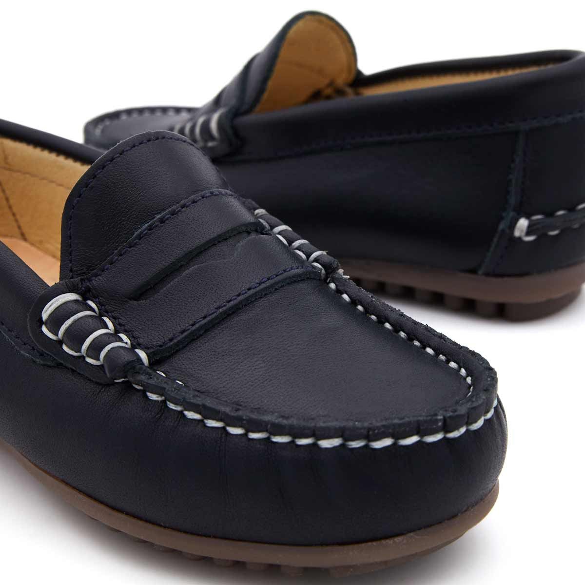 Mocasines Antifaz Piel Marino