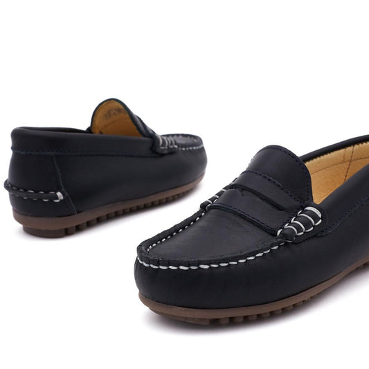 Mocasines Antifaz Piel Marino