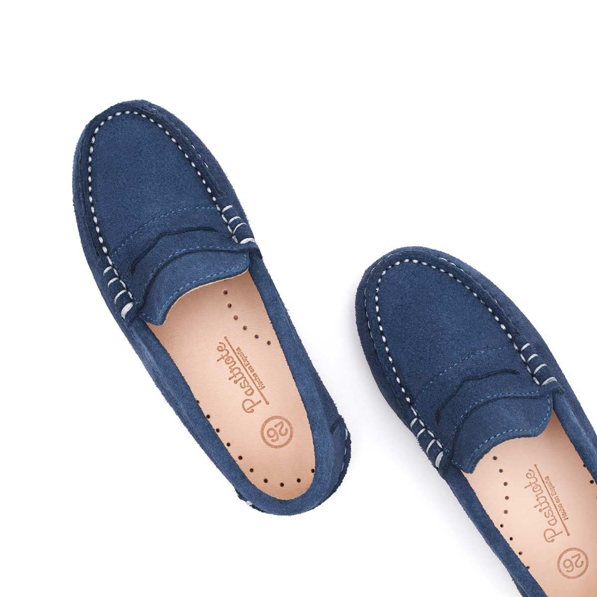 Mocasines Antifaz Serraje Azul Iris