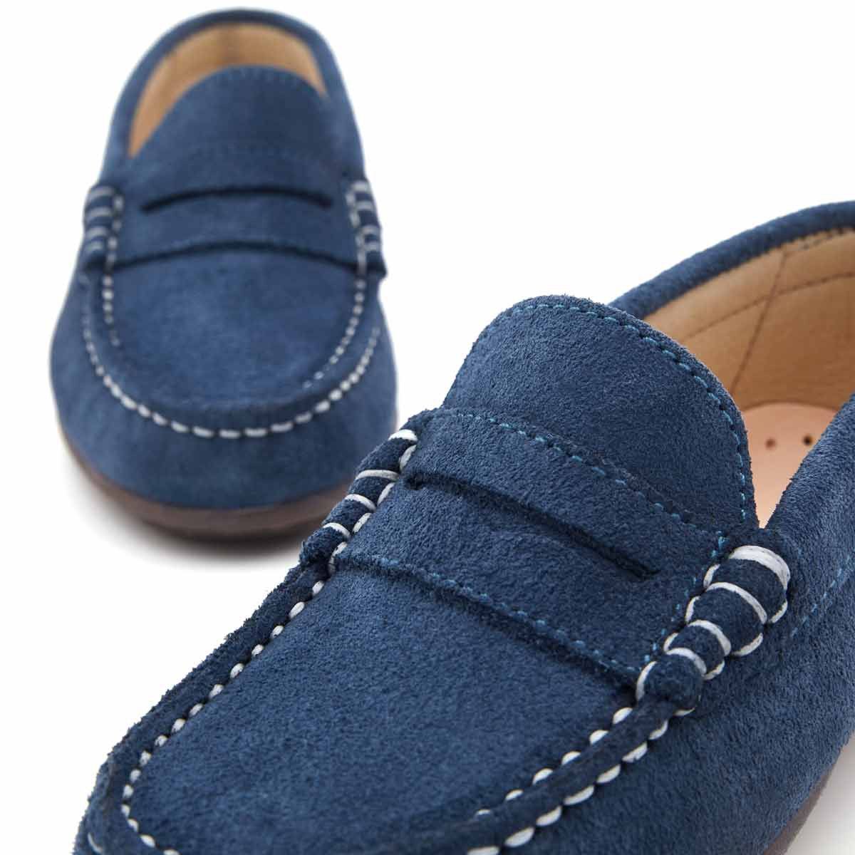 Mocasines Antifaz Serraje Azul Iris