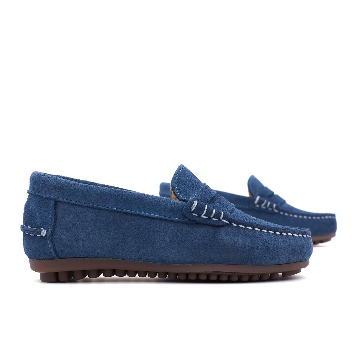 Mocasines Antifaz Serraje Azul Iris