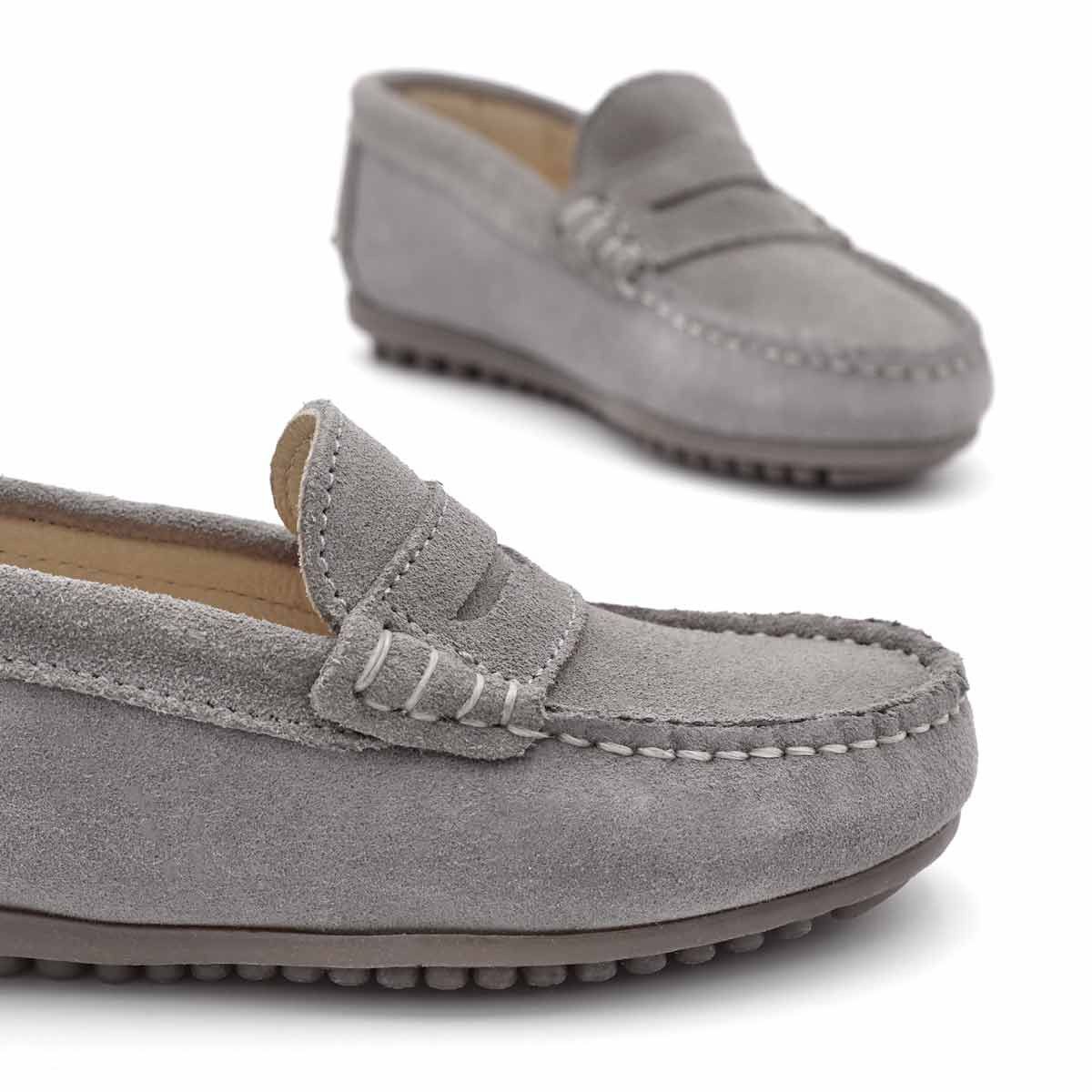 Mocasines Antifaz Serraje Gris Claro
