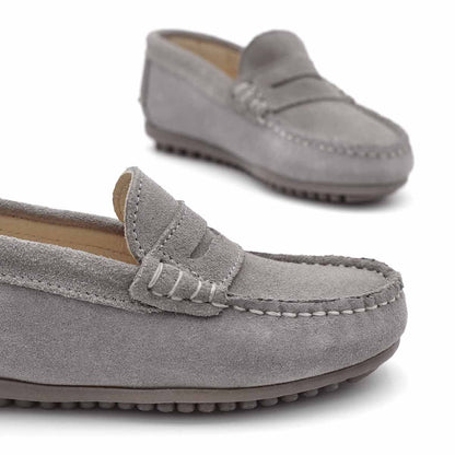 Mocasines Antifaz Serraje Gris Claro