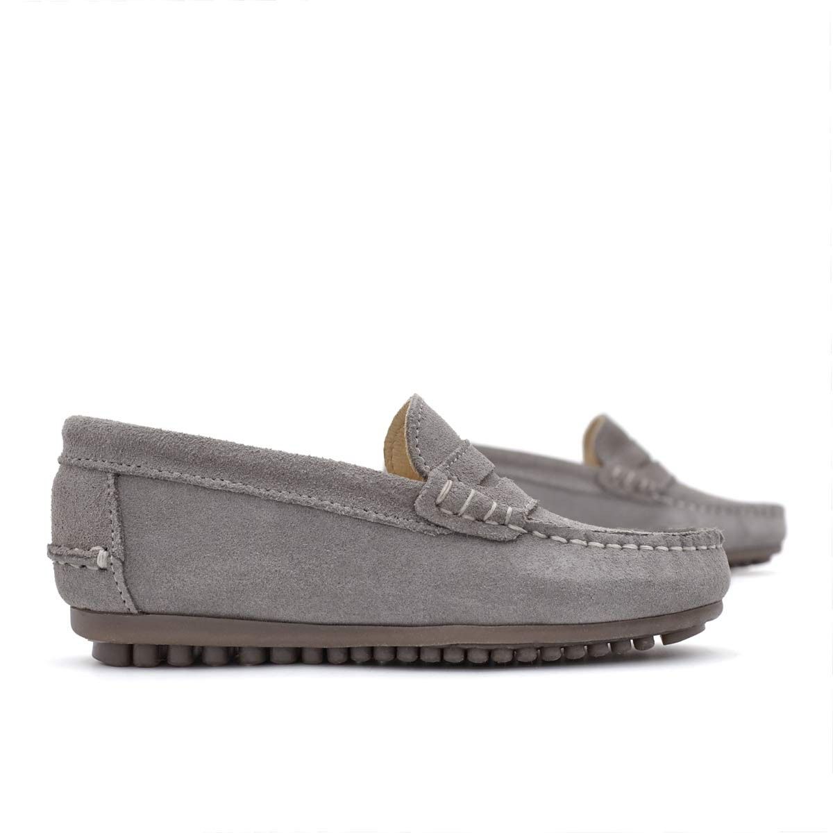 Mocasines Antifaz Serraje Gris Claro