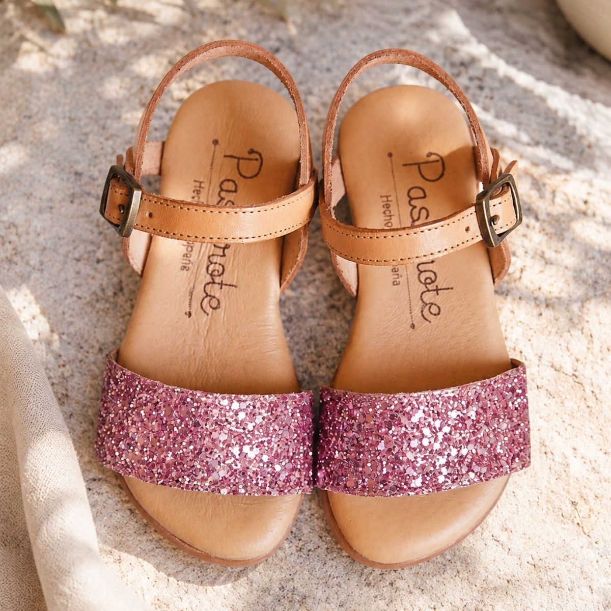 Sandalia Niña Glitter Trasera Piel Rosa