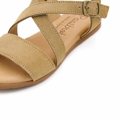 Sandalia Niña Cruzada Serraje Camel