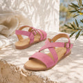 Girl's Crisscross Suede Sandal Pink