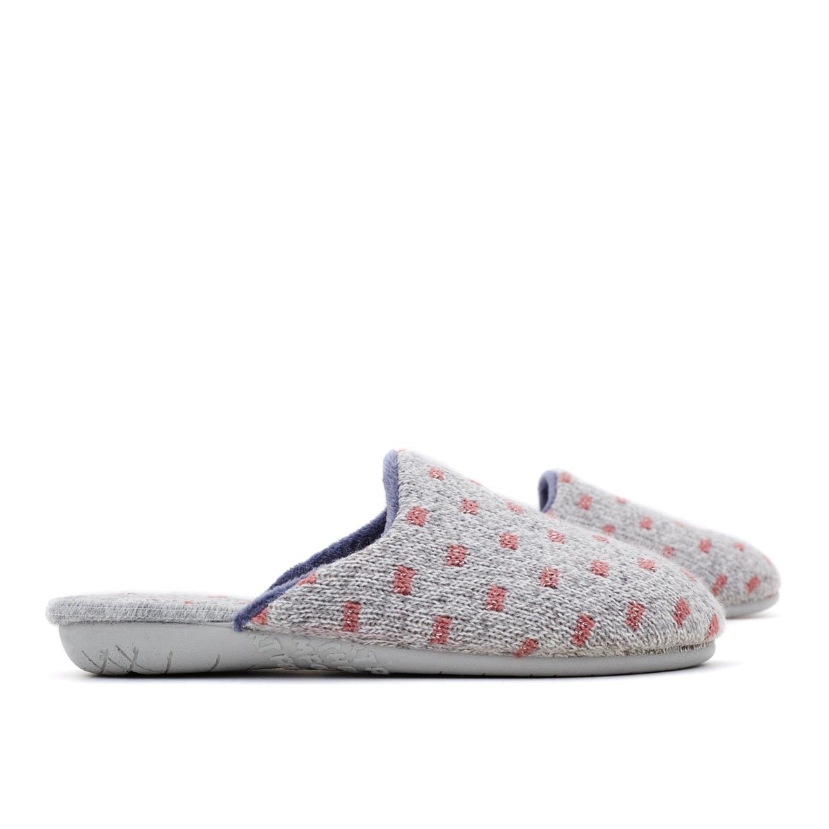 Zapatilla Casa Básica Lana Gris-rosa