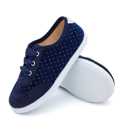 Zapatilla Niña Terciopelo Azul Marino