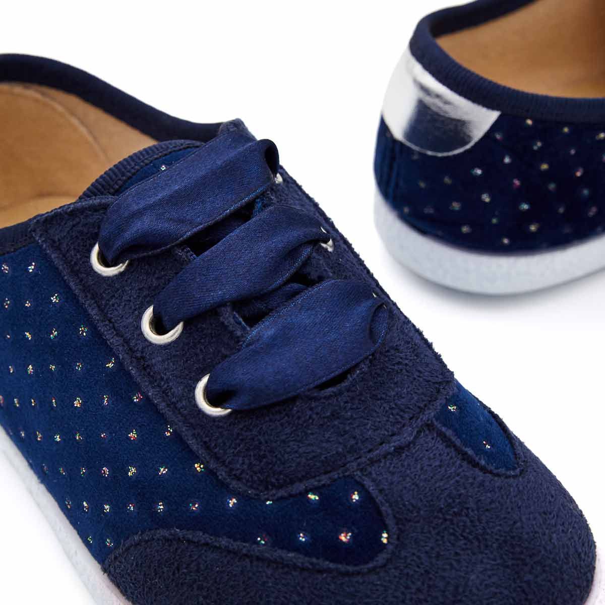 Zapatilla Niña Terciopelo Azul Marino