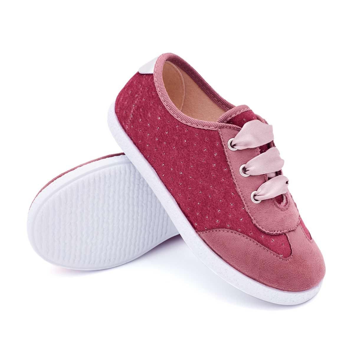 Zapatilla Niña Terciopelo Rosa